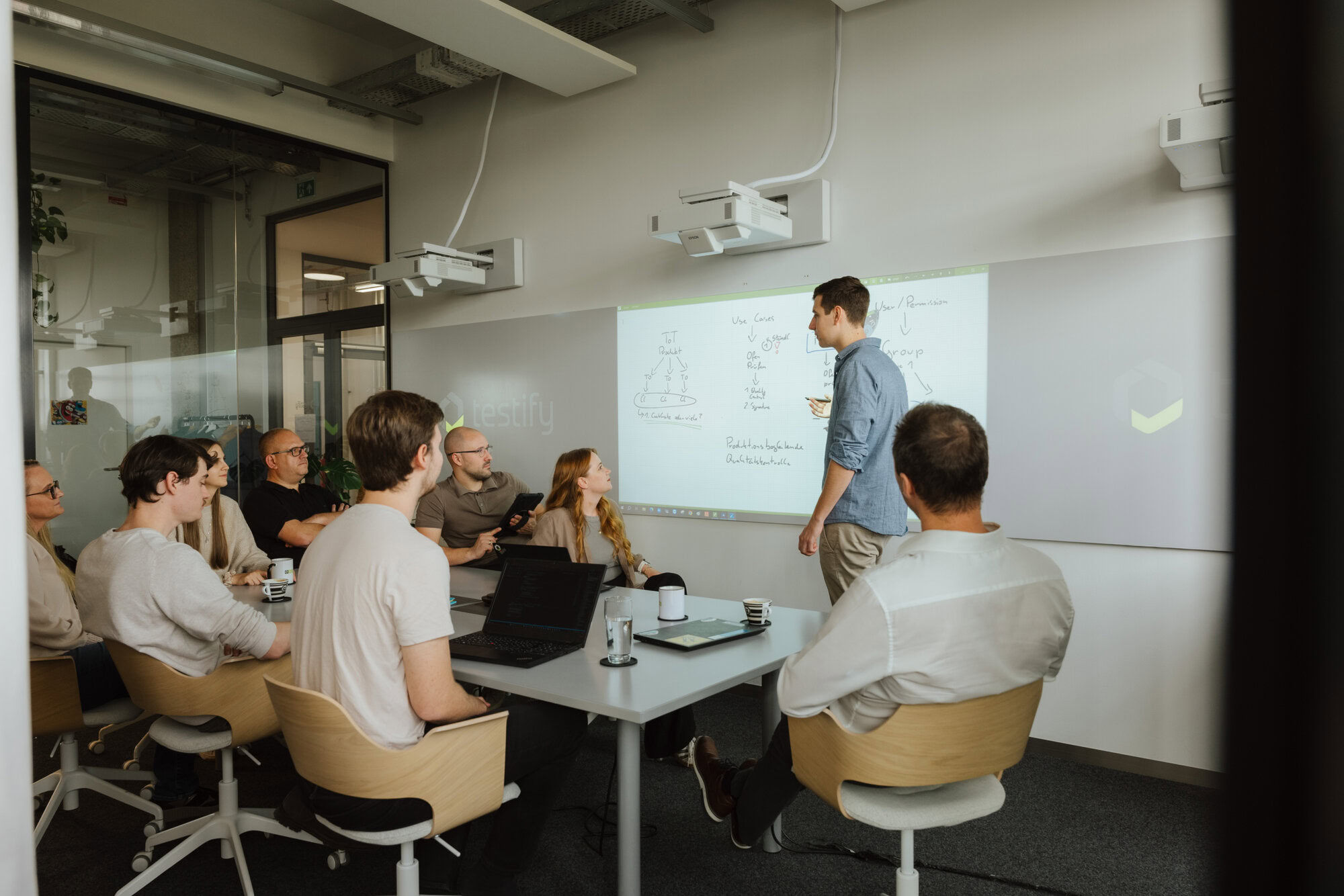 Workshop bei Testify: Team und Kundenvertreter erarbeiten gemeinsam den Prüfprozess